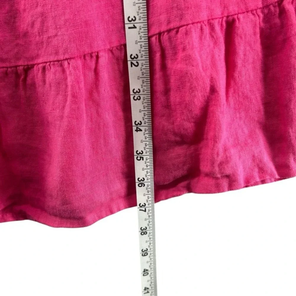 Bellambia Linen Trapeze Dress Pink Back Tie Womens Size Large Swim Cover Beach‎